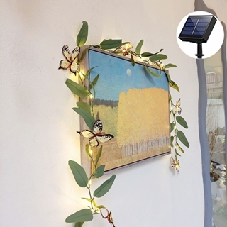 Solcelle lyskæde med grønne sommerfugle - 2 m 20 lys